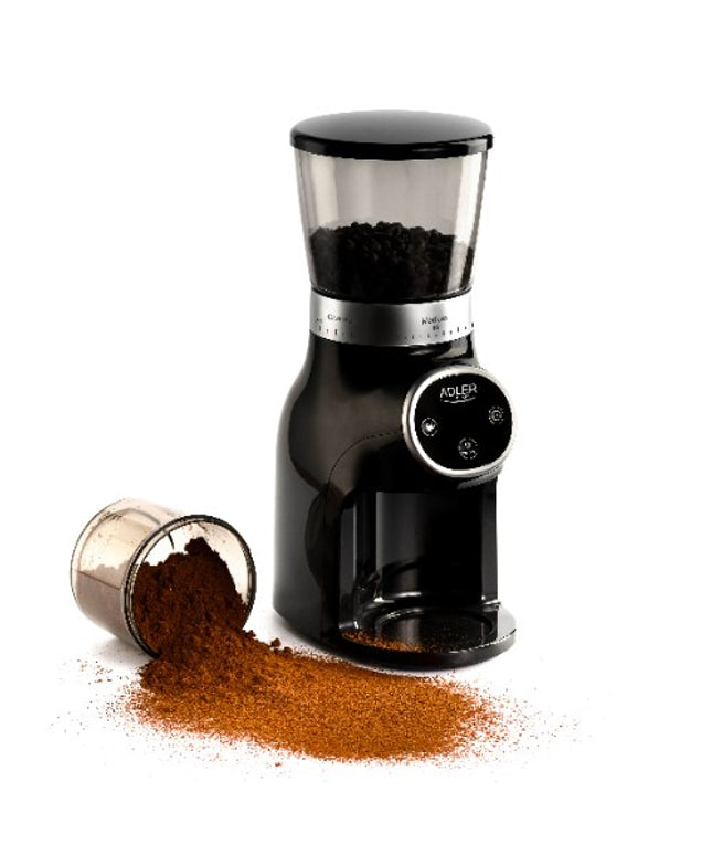 Кафемелачка Adler AD 4450 Burr, 300W, 31 настройки за смилане, 75 гр. за 25 сек., Черен / Сребрист
