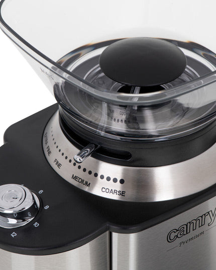 Кафемелачка Camry CR 4443 Burr, 200W, 16 настройки на смиляне, 230 гр, ЧеренИнокс