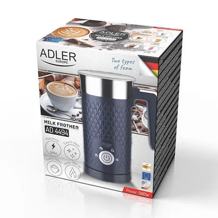 Кана за мляко на пяна за лате и капучино Adler AD-4494, 500W, 4 функции, 300 мл, СинЧеренБял