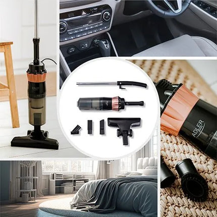 Вертикална прахосмукачка без торба Adler AD-7049, 2 в 1, 800W, 15 kPa, 0,8 л, HEPA филтър, Розово златоЧерен