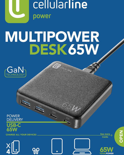Зарядна станция Multipower Desk, 220V GaN 2xUSB, 2xUSB-C 65W